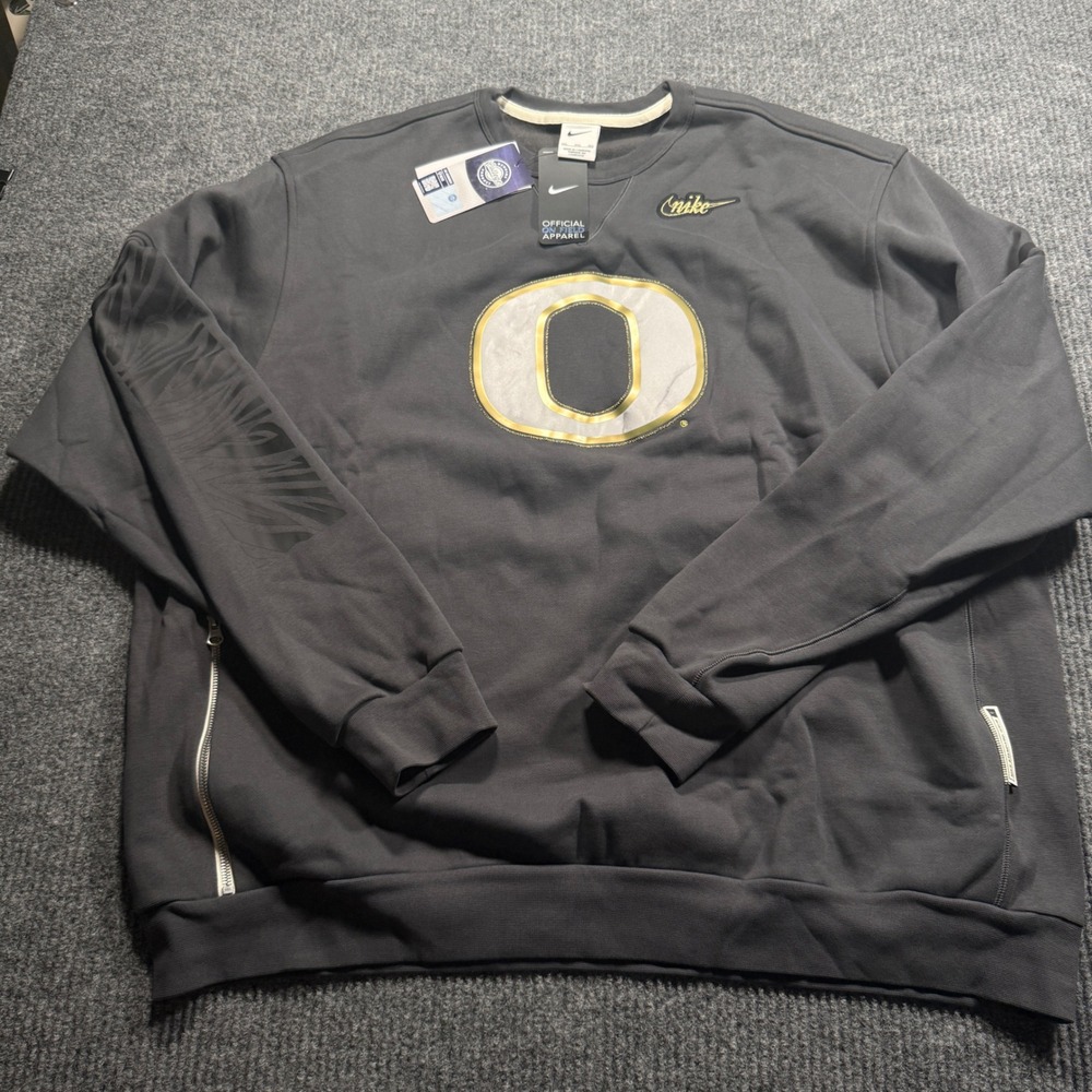 Nike Oregon Ducks Sweatshirt Mens 3XL Dark Gray Anthracite Shoe Duck Fleece NWT